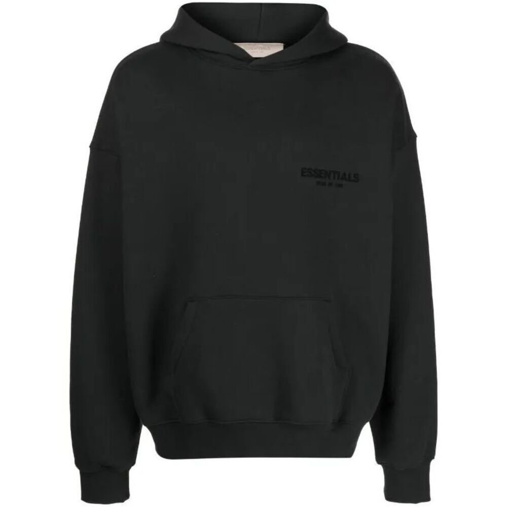 Fear of God Essentials Logo-Printed Hoodie Jet Black Size Medium NWT